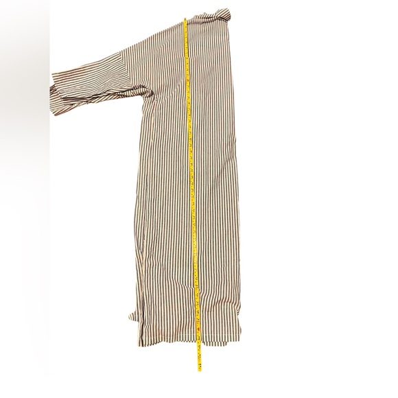 Chouytou button down shirt dress blue & white stripes, side pockets, split hem - Picture 7 of 16